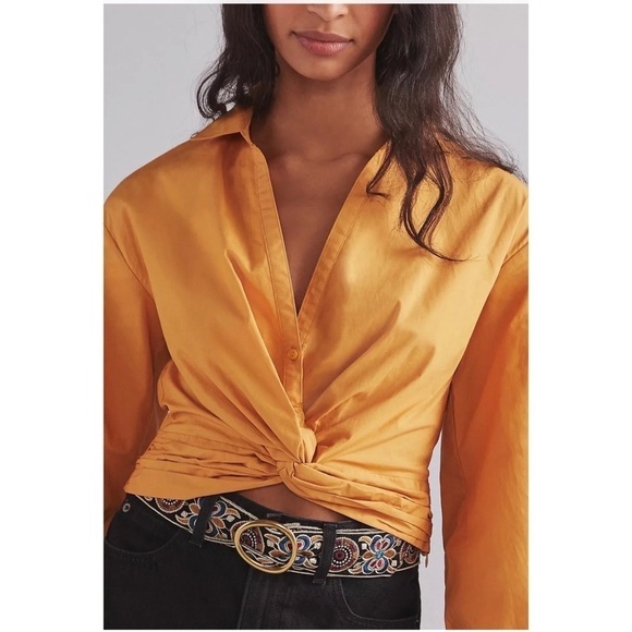 ANTHROPOLOGIE SUNDAY IN BROOKLYN Twist Front Crop Blouse Size M - Picture 2 of 7